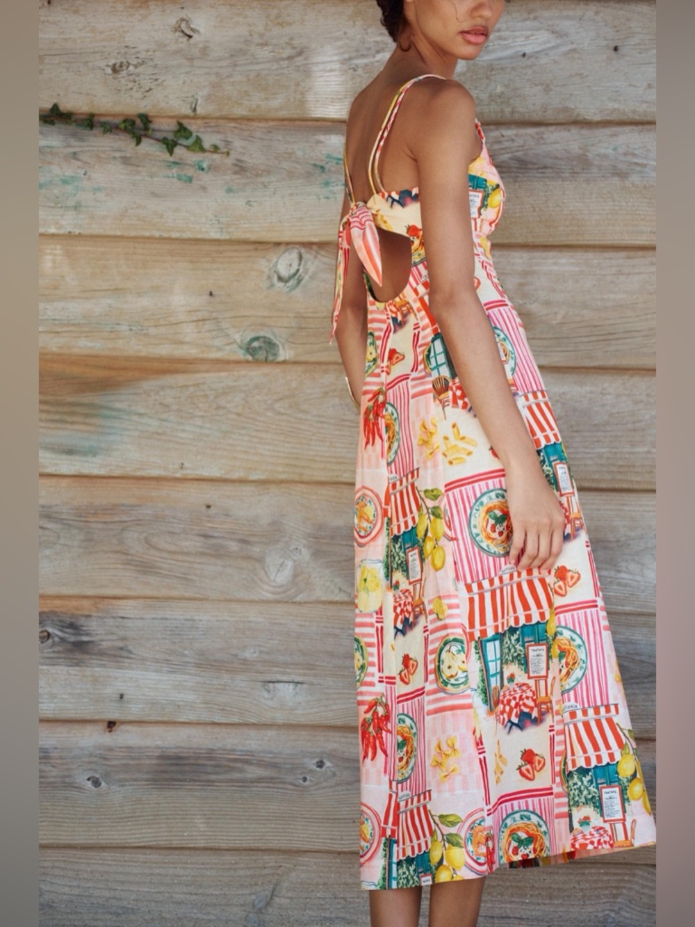Zara Floral Pink Lemon Print Maxi Dress - Italy Inspired Summer Linnen Dress - Picture 8 of 11
